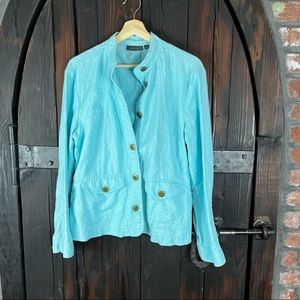Amber Sun turquoise linen jacket L